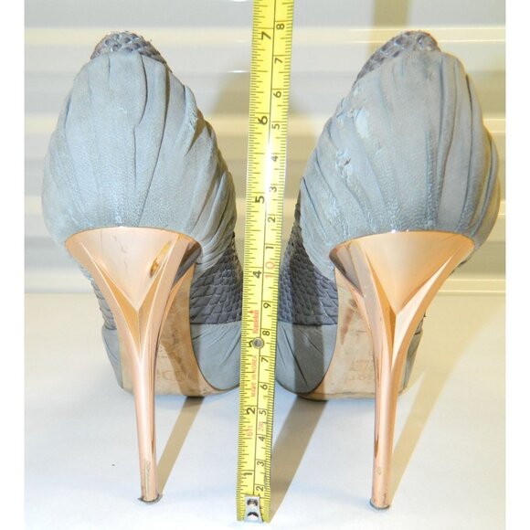Christian Dior Gray Snakeskin & Suede Stiletto Heels Gold Heel & Snake Size 38 - Picture 3 of 16